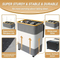 Large Capacity Black and White Spliced Foldable Bamboo Fabric Laundry Basket with Cover and Wheels