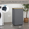 Foldable and Wheeled Bamboo Cloth Laundry Basket with Cover and Inner Bag