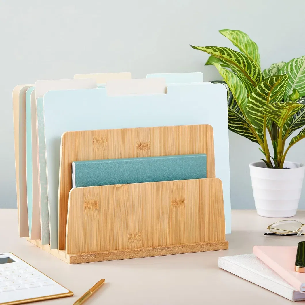 Bamboo and Wood Storage and Organization Rack Office Desk Folder for Stationery, Materials, Letters