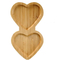 Elegant Heart Shaped 2 Divide Bamboo Wooden Platter for Charcuterie & Side Dishes