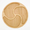 Creative Tableware Round Bamboo Partitioned Plate for Tea Snacks/Pastries/Fruit/Children's Meal and Breakfast