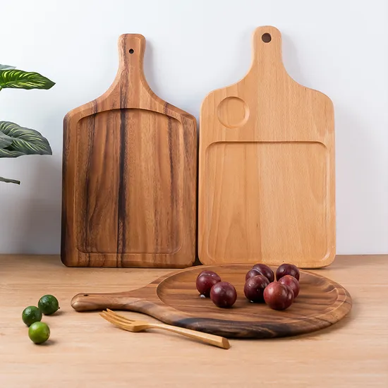 Wholesale Sectional Acacia Wood Serving Tray Charcuterie Tray with Handles