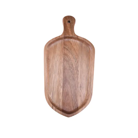 Multifunctional Wood Plate Wood Snack Tray with Handle