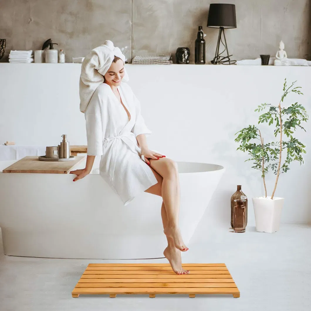 Thickened Sturdy Nonslip Bamboo Bath Mat for Luxury Shower