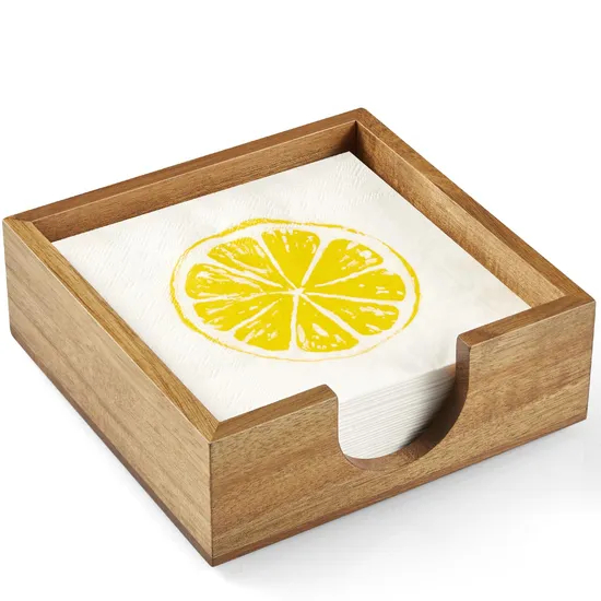 Acacia Wood Napkin Holder for Kitchen Dinner Table Decor