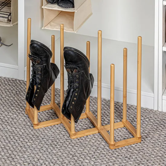 Free Standing 5 Pair Bamboo Boot Rack