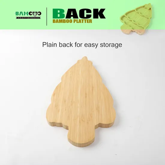 Christmas Tree Shaped Wooden Snack & Dessert Tray Bamboo Appetizer Plates for Xmas Party