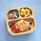 Square Bamboo Portion Plate Wooden Baby Plates with Suction