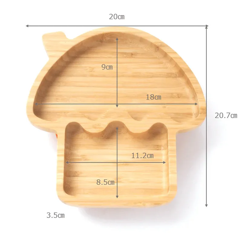 House Shape Non-Toxic Natural Bamboo Baby Plate with Suction