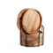 Custom Ecofriendly Round Acacia Wooden Cup Coasters with Holder for Green Living