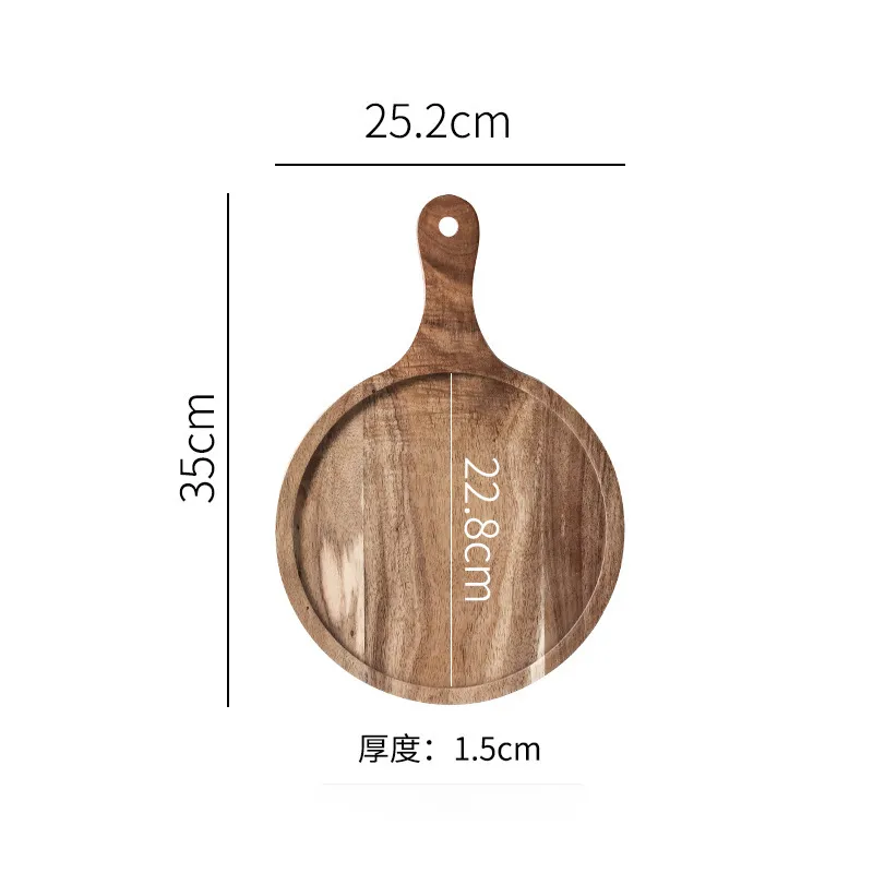 Functional Custom Round Acacia Wood Charcuterie and Cheese Serving Tray with Handle Bulkbuy