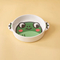 Korean Style Ceramic Dog Bowl and Cat Food Bowl with Magical Animal Double - Ear and Bamboo Stand