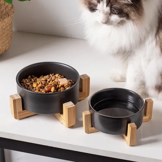 Black Ceramic Pet Feeding Bowl Food Bowl Snack Bowl for Home Use