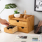 Office and Home Supplies 3-Layer Bamboo Desktop Storage Box for Cosmetics and Sundries Storage