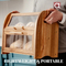Large Double Acacia Wooden Bread Box Container Storage for Kitchen