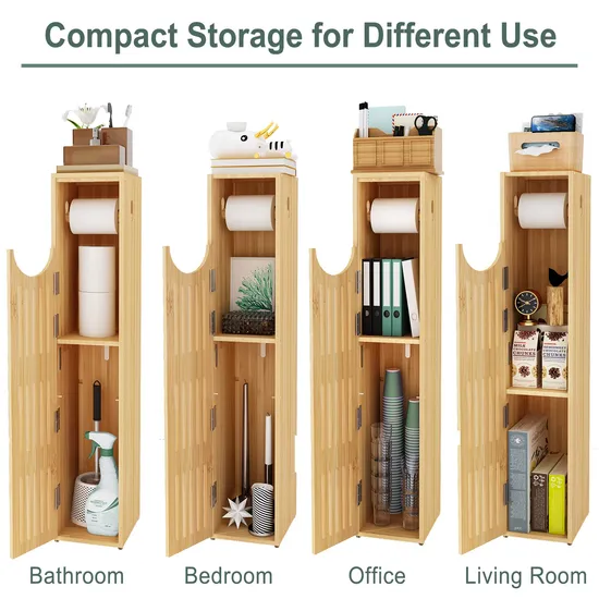 Bamboo Toilet Paper Shelf, Bathroom Organizer, Toilet Paper Holder Stand