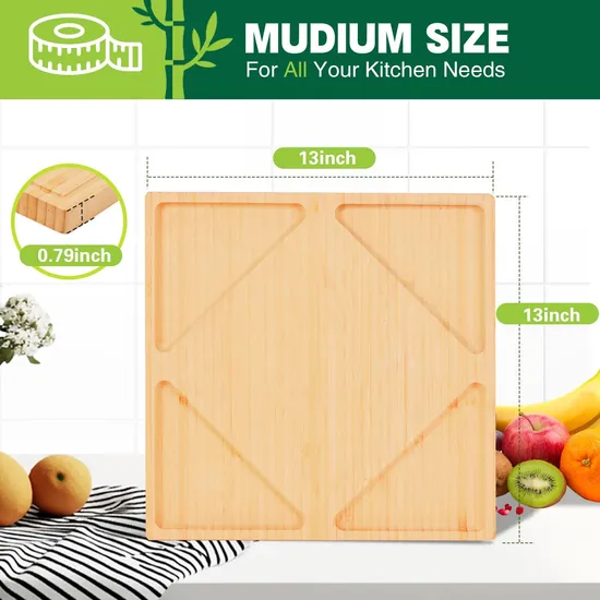 Premium Large Bamboo Cutting Board with Storage Container