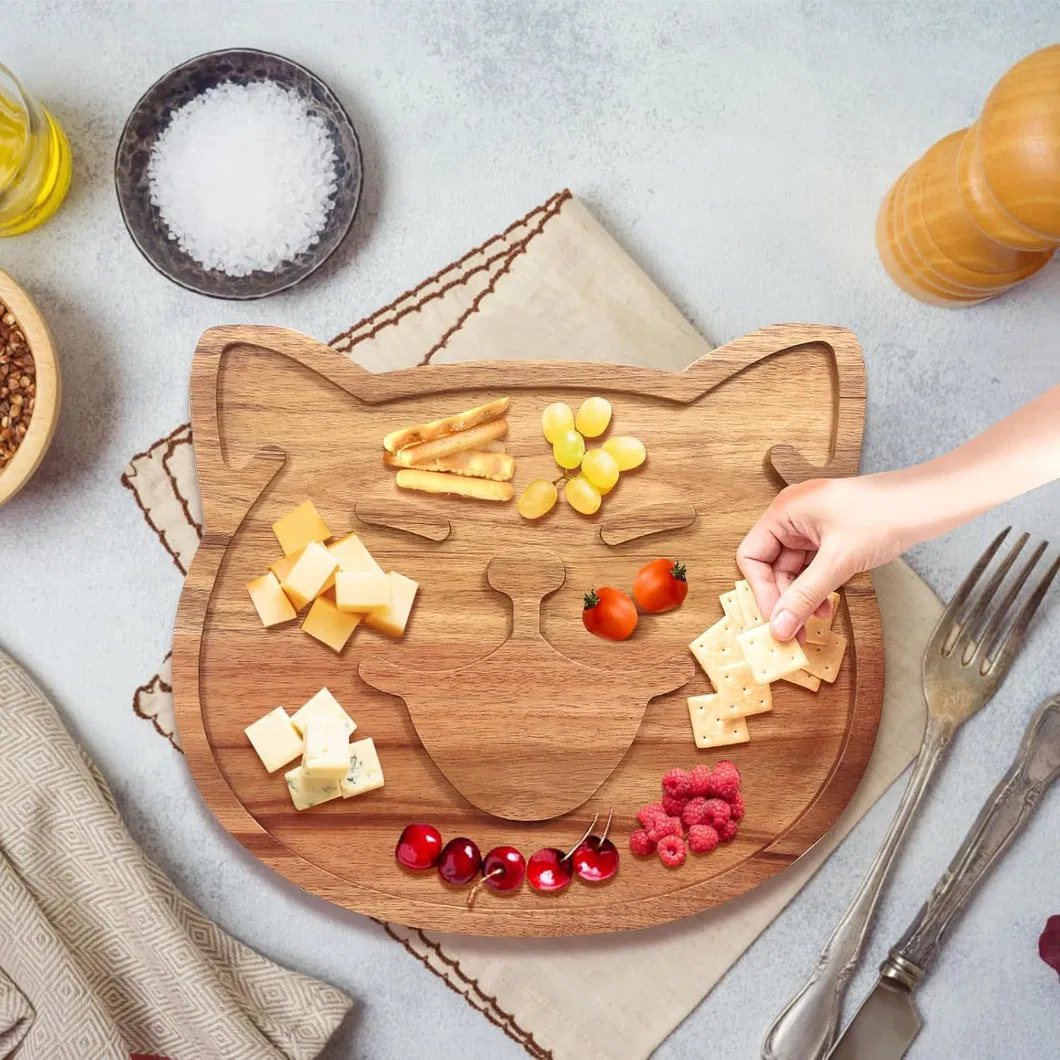 Rustic Cute Acacia Wood Cheese Plate for Charcuterie Boards & Wine Nights