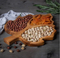 Leaf Shape Divided Acacia Wood Portion Serving Plate for Dried Fruits / Snack