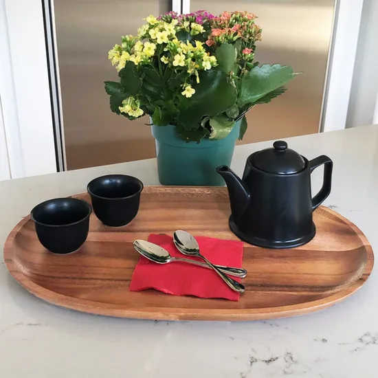 Large Acacia Wood Fruit / Dessert / Snack/ Dinner Display Tray for Kitchen