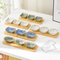 Set of 4 Ceramic Seasoning Dipping Bowls with Bamboo Serving Tray for Sush and Sauce