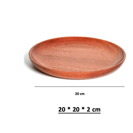 Round Wooden Dinner Plates Set for Discs, Dried Fruit, Dessert, Snack