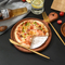 Custom Round Ebony Wood Pizza Serving Plate / Tray with Handle