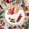 10 - Inch Round Wood and Marble Charcuterie Serving and Cutting Board