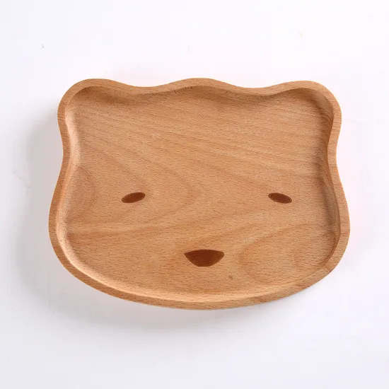 Luxury Bear Shape Beech Wood Snack Serving Plate for Kids