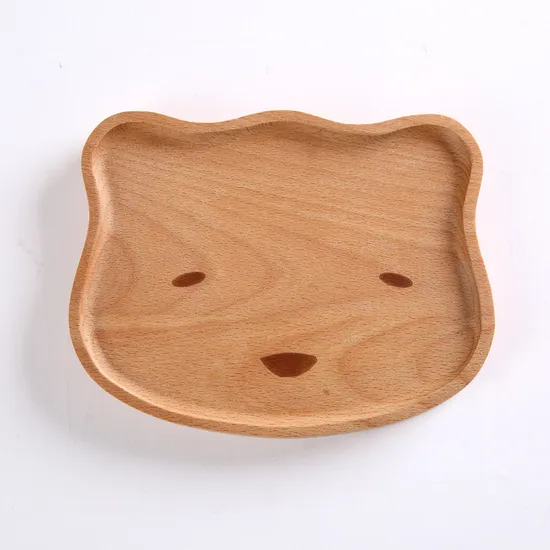 Luxury Bear Shape Beech Wood Snack Serving Plate for Kids
