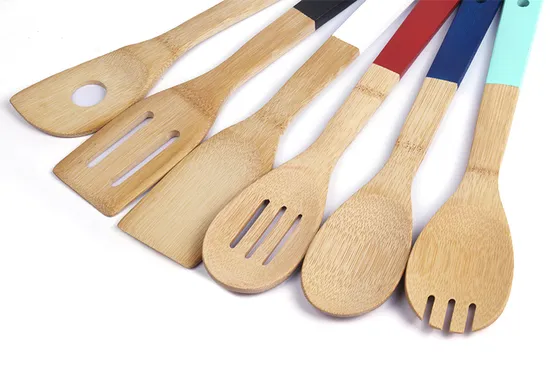 Wholesale Colorful Bamboo Cooking Utensils Set for Christmas Gift