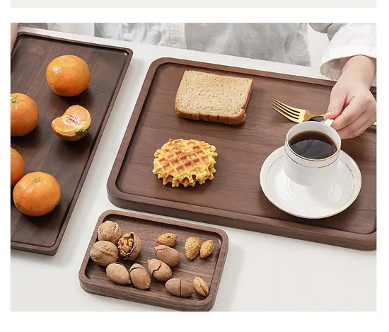 Rectangle Black Walnut Wooden Serving Tray / Plate for Coffee / Tea / Fruit / Snack