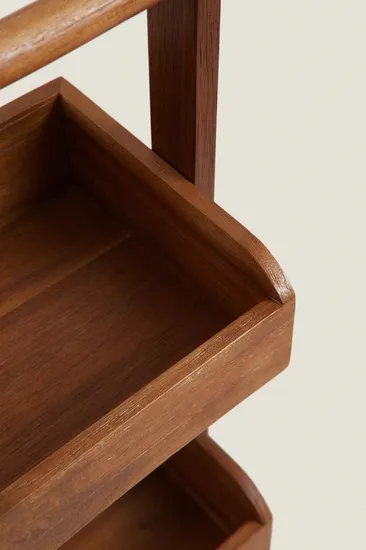 Versatile 4-Tier Floor Standing Acacia Wood Storage Rack for Bathroom and Living Room