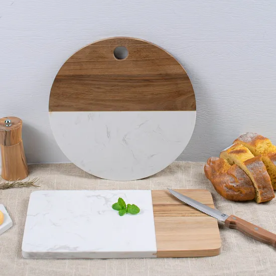 Hot Selling Round Cutting Board with White Marble and Wood
