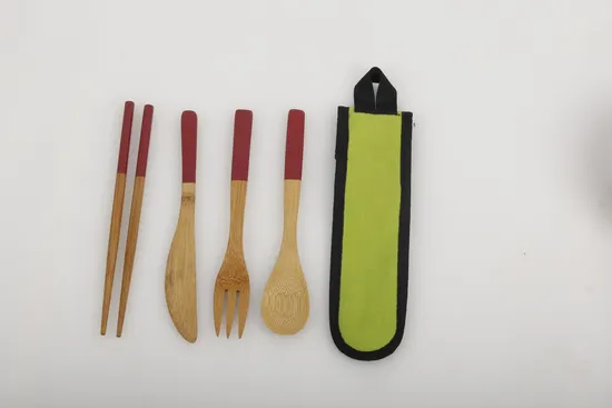 4 PCS Bamboo Travel Cutlery Set with Bags