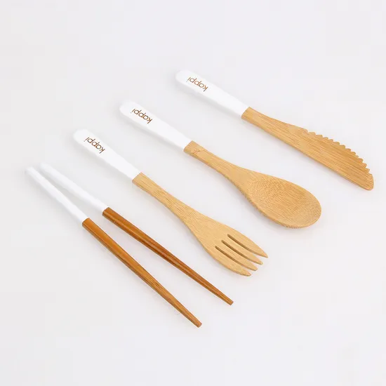 Red Color Bamboo Flatware Cutlery Set to Go