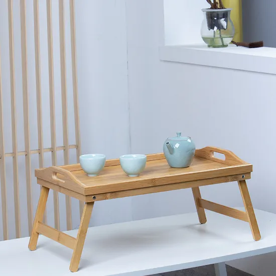 100% Natural Bamboo Bed Tray Table with Foldable Legs