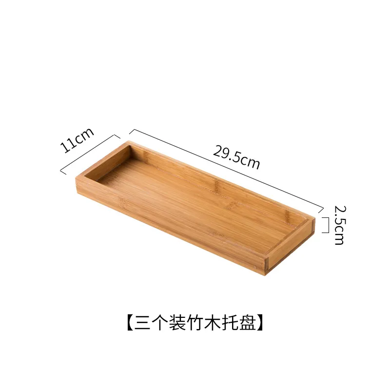 11.5 Inch 6 Compartment Ceramic Divided Serving Dish with Bamboo Serving Tray for Snacks, Candy, Appetizer