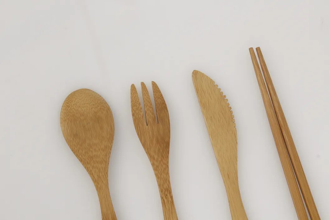 Hot Selling Custom Engraved Bamboo Cutlery Set for Outdoor