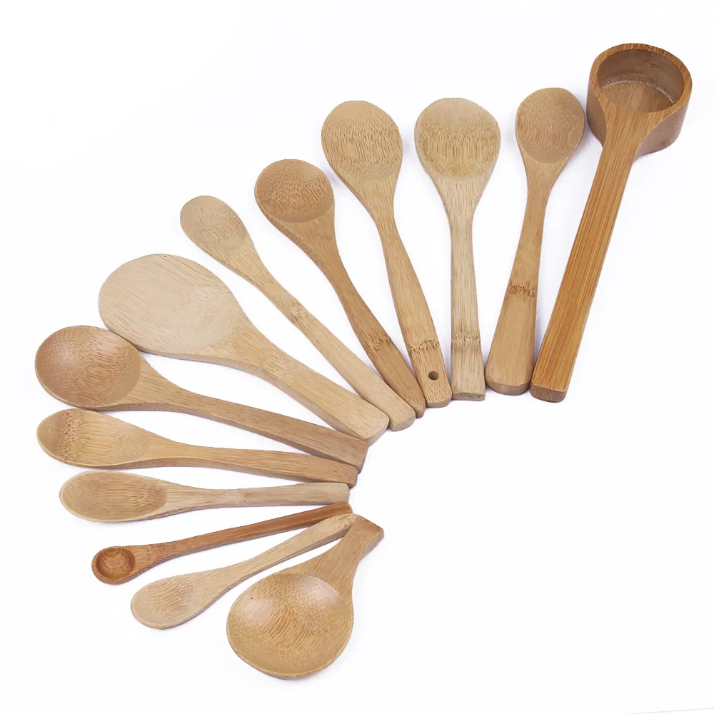 Wholesale Custom Bamboo Spoon Set for Kitchen and Camping