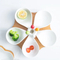 5-Grid Ceramic Salad Bowl & Sauce Dish with Bamboo Serving Tray for Afternoon Tea, Fruits, Desserts & Nuts