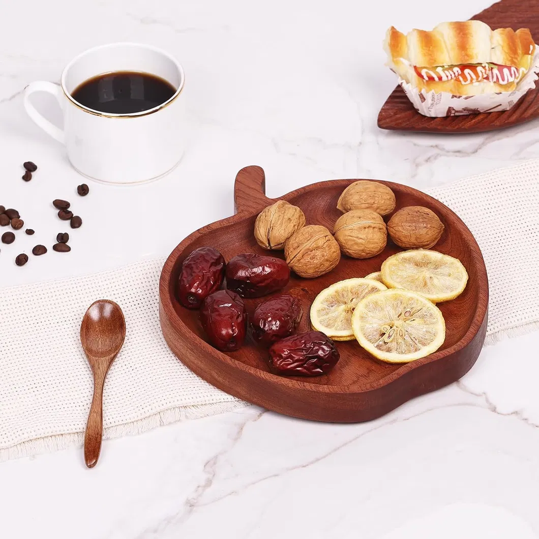 Apple Shape Multi-Purpose Ebony Wood Food Plate Serving Tray