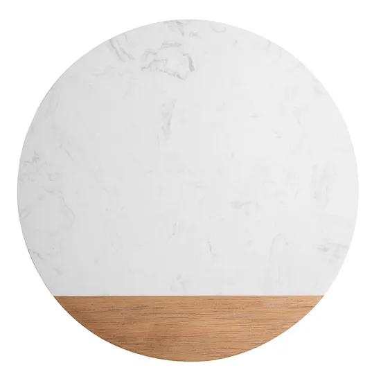 Oval Shape Modern White Marble and Wood Chopping Board