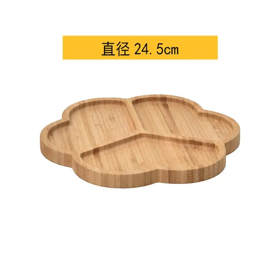 4 Divided Bamboo Dinner Plate for Snack Characuterie