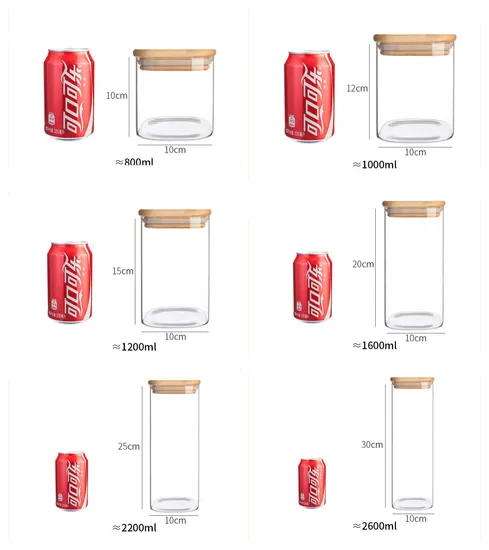 High Glass Storage Jar Candy Cookie Organizerjar with Bamboo Lid for Sale