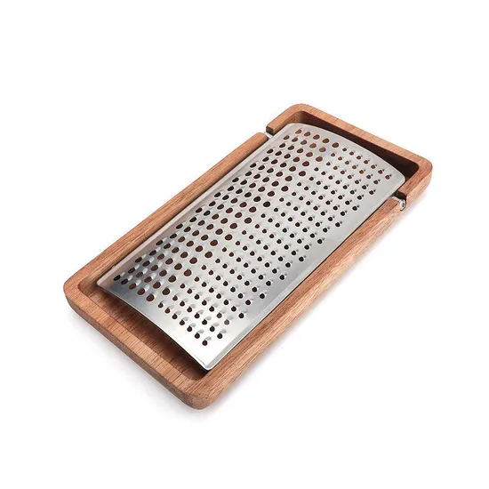 New Removalbe Stainless Steel Grater with Wooden Base Box for Cheese / Lemon