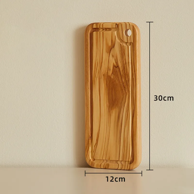 Reversible Rectangle Olive Wood Cutting Board with Deep Juice Groove