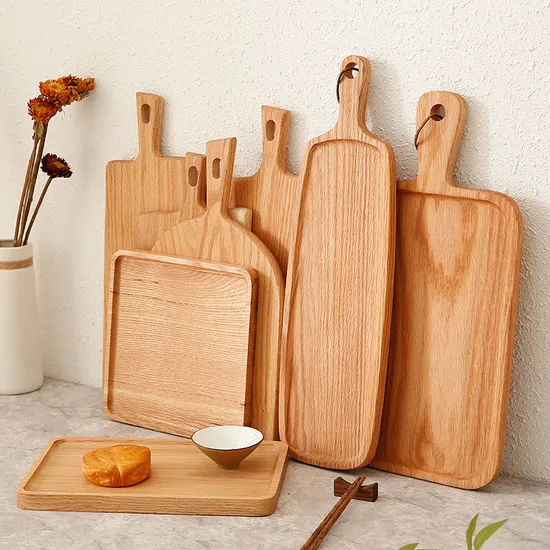 Organic Rectangle Oak Wood Cutting Board for Kitchen