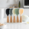 Creative Heat Resistant Non -Stick Standable Silicone Rice Spoon with Wooden Handle