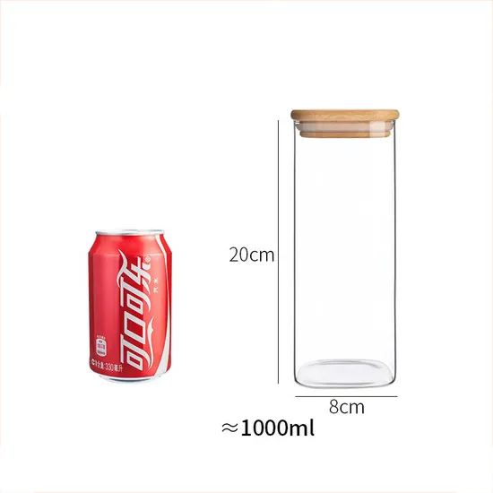 Clear Glass Food Storage Containers Glass Jars with Airtight Bamboo Lid